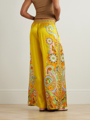 ALÉMAIS ALÉMAIS - Pinball Printed Silk-satin Wide-leg Pants