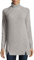 Thumbnail for your product : Neiman Marcus Cashmere Mock-Neck Tunic, Heather Gray