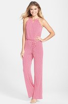 Thumbnail for your product : Laundry by Shelli Segal Chain Detail Print Jersey Jumpsuit