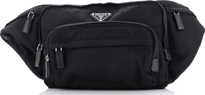 Prada Double Front Pocket Belt Bag Re-Nylon with Saffiano Leather Medium