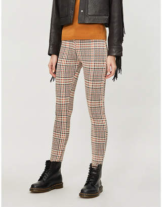 Free People Carnaby high-rise plaid stretch-knit skinny trousers