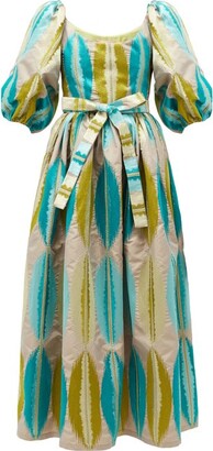 MARTA FERRI Puff-sleeve Abstract-jacquard Dress