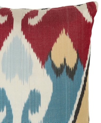 Les Ottomans - Ikat-print Silk Cushion - Red Multi