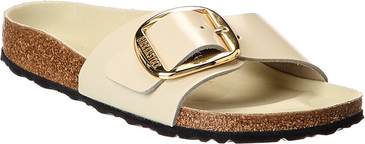Madrid Narrow Big Buckle Natural Leather Patent Sandal