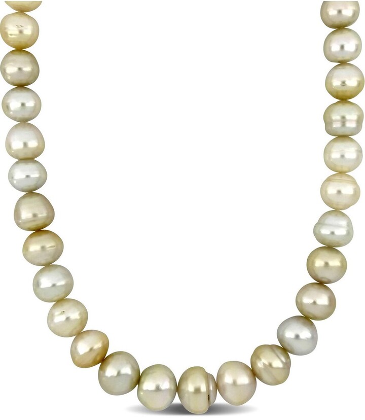 Pearls 14K 0.06 ct. tw. Diamond 12-15mm Pearl Necklace