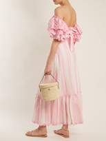 Thumbnail for your product : Gül Hürgel Striped Off-the-shoulder Dress - Womens - Pink Stripe