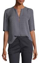 Thumbnail for your product : Theory Antazie Silk Keyhole Top, Blue