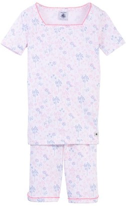 Petit Bateau Girls floral print short pajamas
