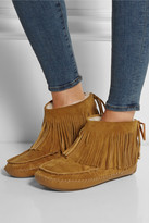 Thumbnail for your product : Tory Burch Collins shearling-lined fringed suede boots