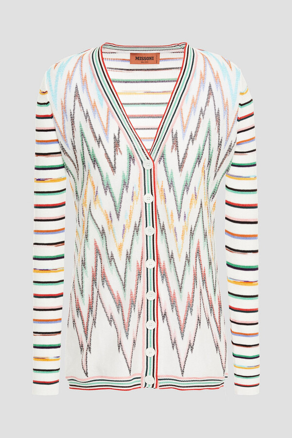 Missoni Striped ribbed and crochet-knit cotton-blend cardigan - ShopStyle