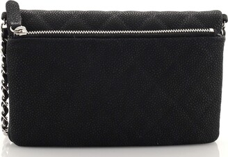 Chanel Black Caviar Timeless Quilted Kisslock Clutch Bag