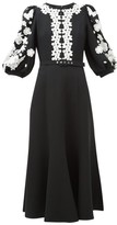 Thumbnail for your product : Andrew Gn Balloon-sleeve Lace-trimmed Crepe Dress - Black White