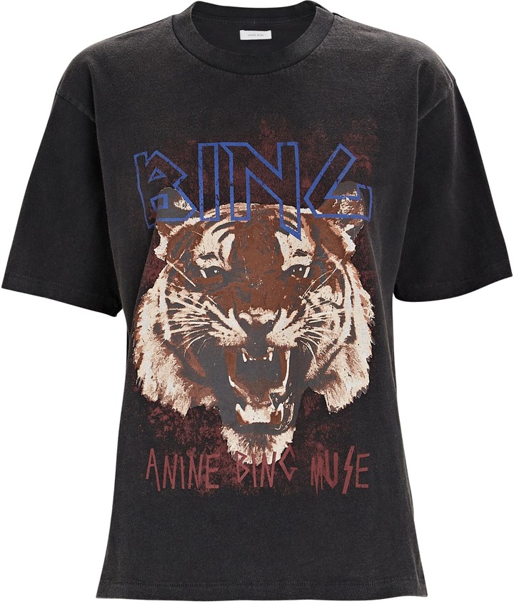 Anine Bing Tiger Logo Crewneck T-Shirt - ShopStyle