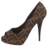 Thumbnail for your product : Fendi Zucca Peep-Toe Pumps