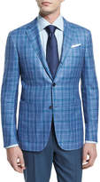 Thumbnail for your product : Ermenegildo Zegna Plaid Two-Button Jacket, Light Blue/Green