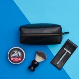 Thumbnail for your product : Vida Vida Classic Black Leather Shaving Bag With Razor Cover