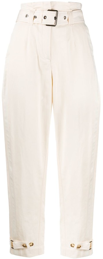 high waist peg trousers