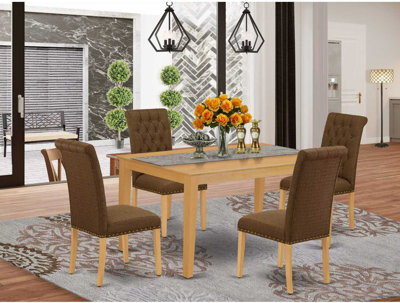 Red Barrel Studio 5-Piece Mahogany Finish Solid Wood Top - Rectangular Dining Room Set - Seats 4