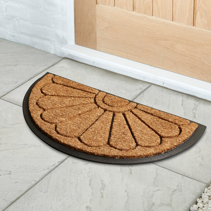 Dunelm Scroll Half Moon Rubber and Coir Doormat Black ShopStyle
