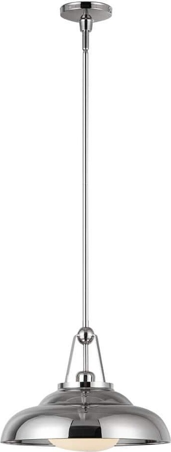 Alora Palmetto 14 in. 1 Light 60-Watt Polished Nickel/Glossy Opal Pendant Light