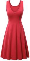 Thumbnail for your product : FYMNSI Women’s Casual V Neck Sleeveless Cocktail Midi Dress Slim Fit A-Line Flare Tank Beach Summer Dress Pocket S