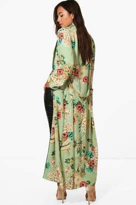 boohoo Petite Premium Char Oriental Floral Kimono Jacket