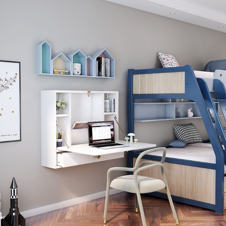 TONWIN Wall Mounted Floating Folding Computer Desk Laptop Table with