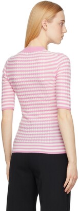 Ganni Pink & Off-White Cashmere Striped Sweater