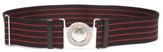 Prada Logo-plaque Striped Grosgrain Belt - Mens - Red Multi
