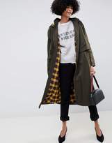 Thumbnail for your product : ASOS Design DESIGN wax look fisherman parka with check liner