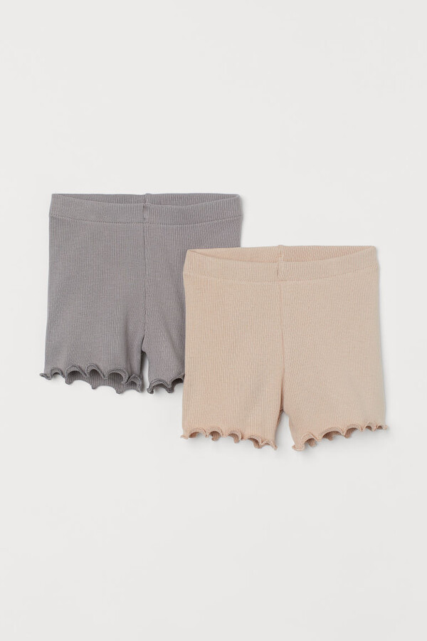 H&M - 2-pack Ribbed Shorts - Beige