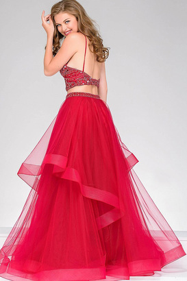 Jovani Two-Piece Long Tulle Prom Gown 46404