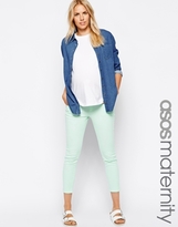 Thumbnail for your product : ASOS Maternity Ridley Skinny Ankle Grazer Jean in Mint with Under the Bump Waistband - Mint