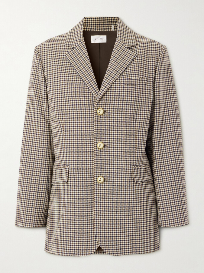 Frame Houndstooth Tweed Blazer - Neutrals