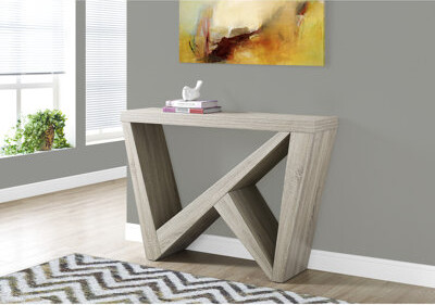 Latitude Run Narrow Taupe Accent Table For Living Room Asymmetrical - Modern Finish Console Bedroom Base Contemporary