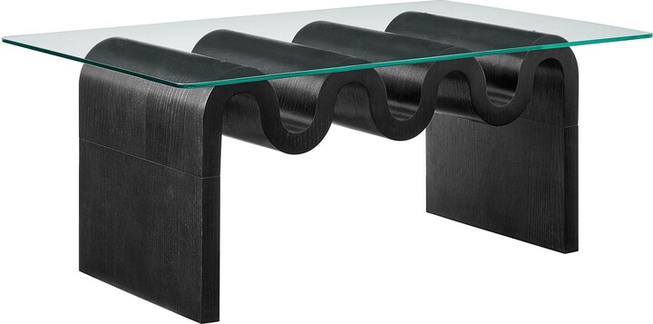 Modway Ondine Glass and Wood Coffee Table in White