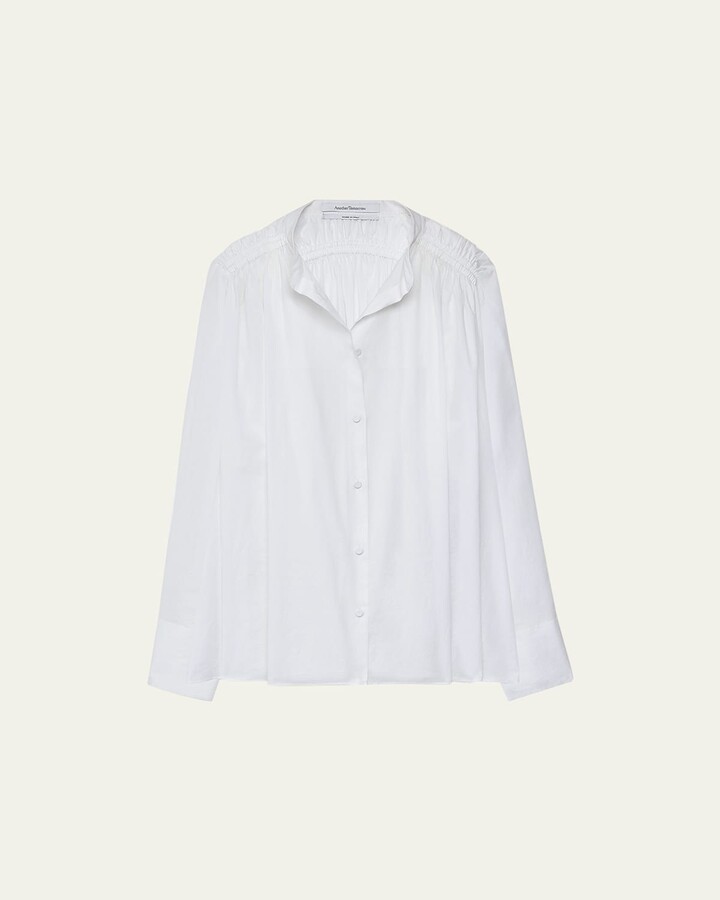 ANOTHER TOMORROW Gathered Voile Blouse