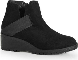 Evans | Women's Plus Size WIDE FIT River Wedge Ankle Boot - black - 8W