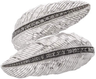 Michael Aram Sterling Silver Feather Bypass Ring with Diamonds