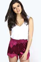 Thumbnail for your product : boohoo Larah Lace Trim Silky Pyjama Style Shorts