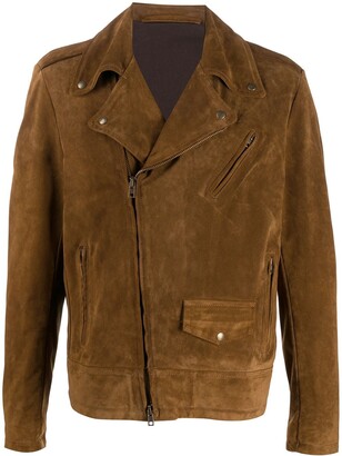 Salvatore Santoro Leather Contrast-panel Biker Jacket in Brown for Men Mens Clothing Jackets Leather jackets 