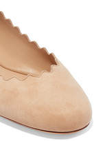 Thumbnail for your product : Chloé Lauren Scalloped Suede Ballet Flats - Neutral