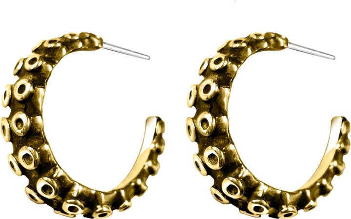 Perry Gargano Tentacle Hoop Earrings - Gold - Nautical Waterproof