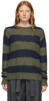Thumbnail for your product : Rokh Navy and Green Chunky Mohair Sweater