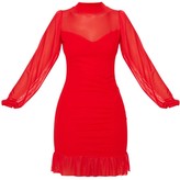 Thumbnail for your product : Red Label Red High Neck Ruched Mesh Contrast Bodycon Dress