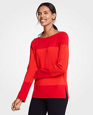 Ann Taylor Colorblock Boatneck Sweater