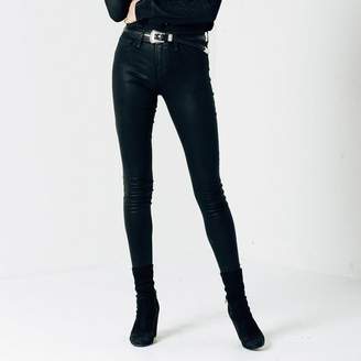 DSTLD High Waisted Skinny Jeans in Black Coated Powerstretch