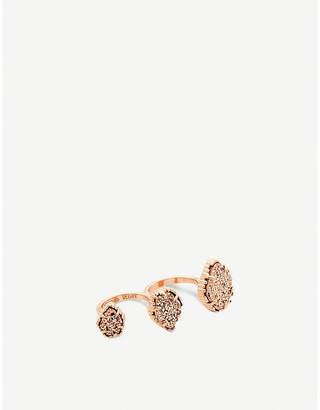 Kendra Scott Naomi 14ct rose-gold plated and drusy double ring