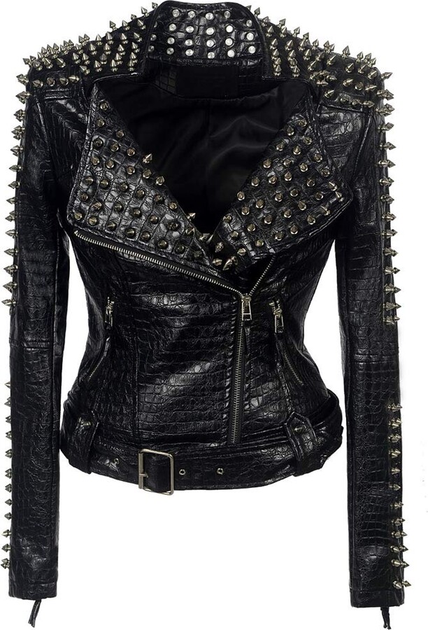 studded biker jacket womens
