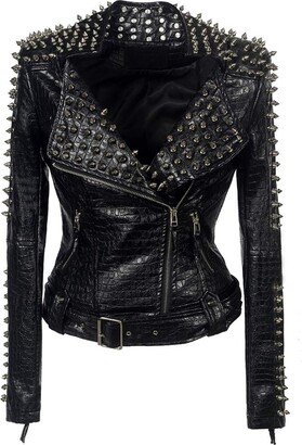 ladies studded leather jacket